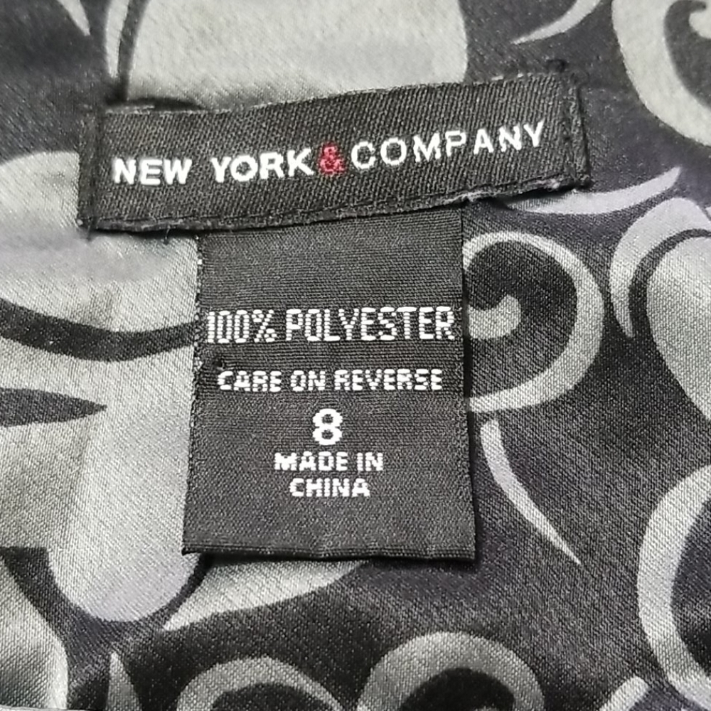 NY & Co Black Silver Satin Floral Skirt 8 - Picture 12 of 12